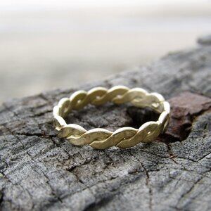 Wedding ring for women. 14k yellow gold unique Wedding band for women